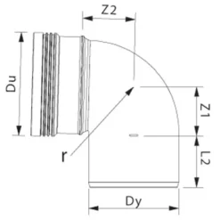 Wavin Wafix kloakrør PP rød bøjning 88,5° x 160 mm