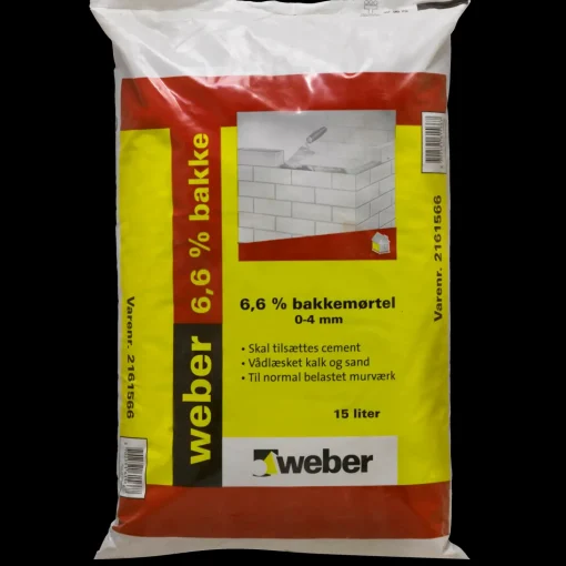 Weber 6,6% bakkemørtel 0-4 mm. 15 L