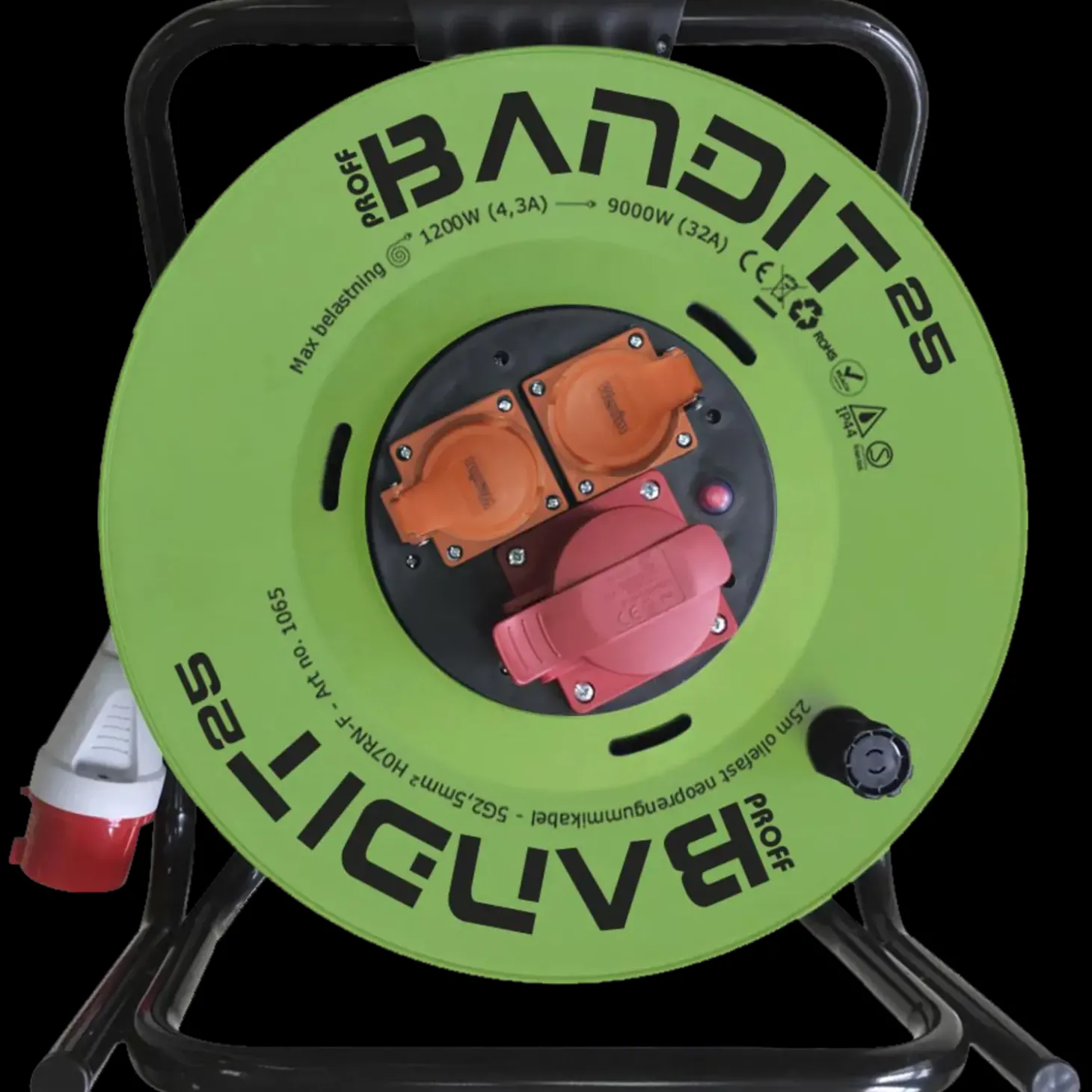 Wemix Bandit Kraft kabeltromle med jod 400V/16A 25 m