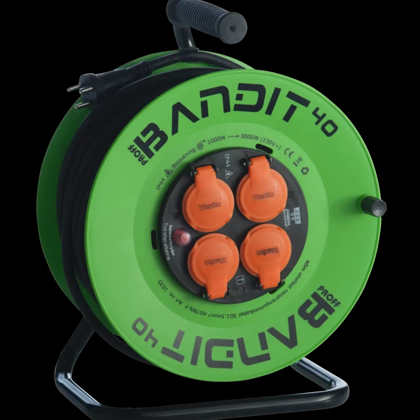 Wexim Bandit kabeltromle med 4 udtag 25 m