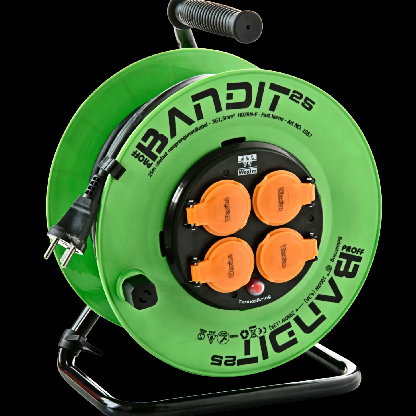 Wexim Bandit kabeltromle med 4 udtag 25 m