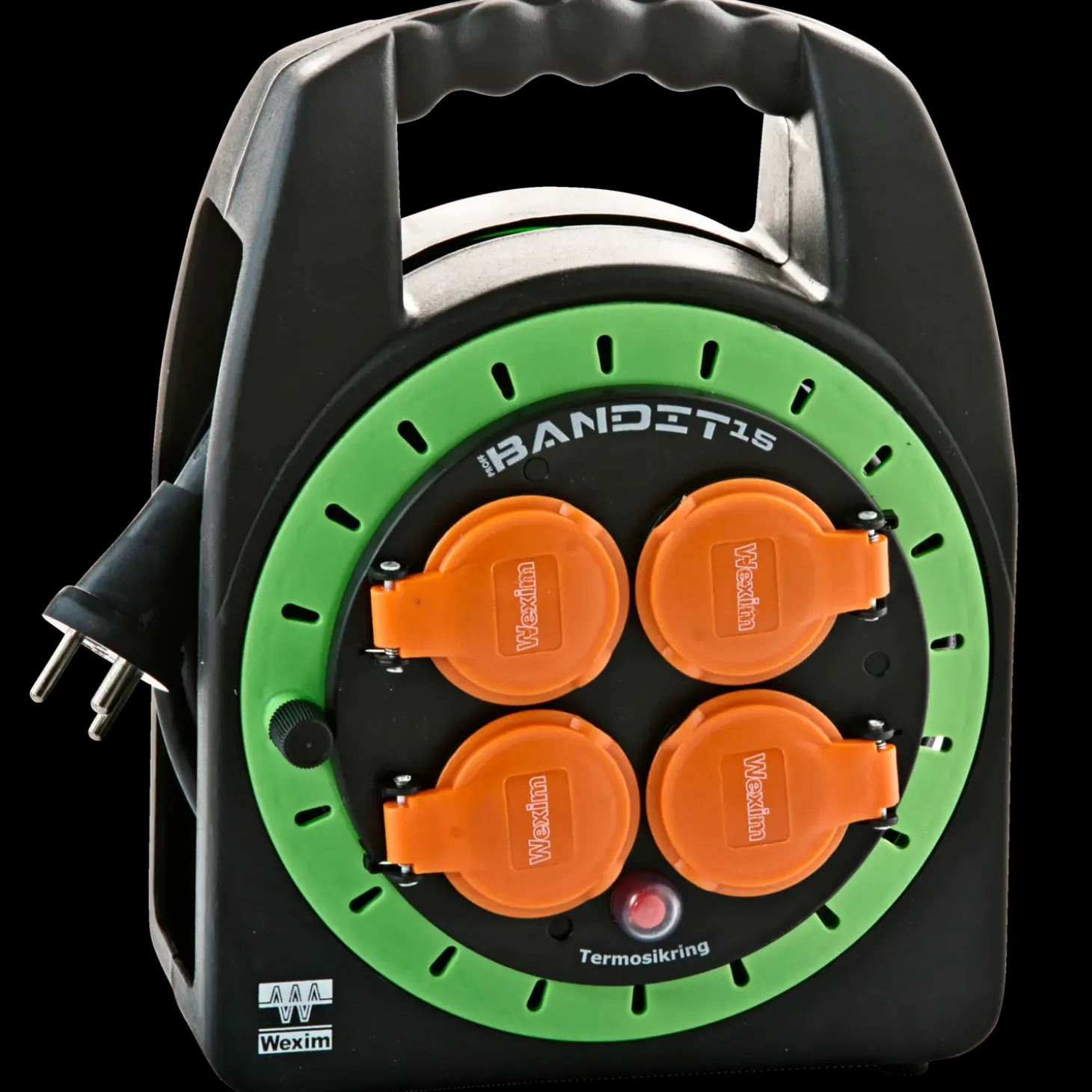 Wexim kabeltromle med jord 15 m sort/grøn